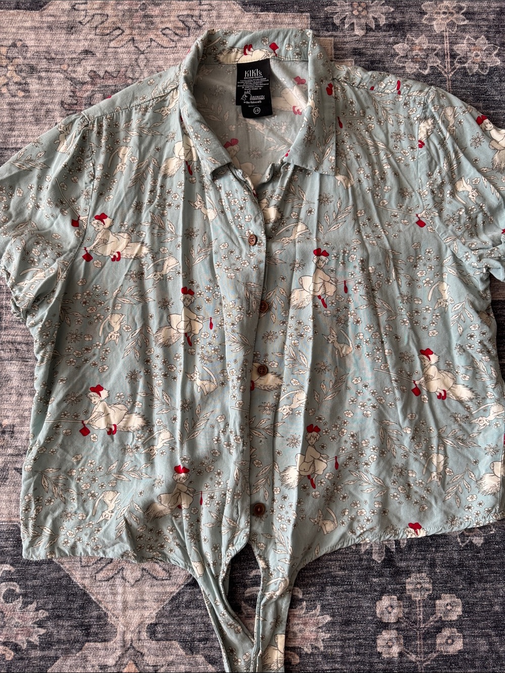Her Universe Sage Green Button-Front Top (Studio Ghibli) - Picture 1 of 3